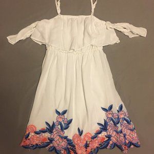 FRANCESCA'S Off the Shoulder Floral Embroidered Dress